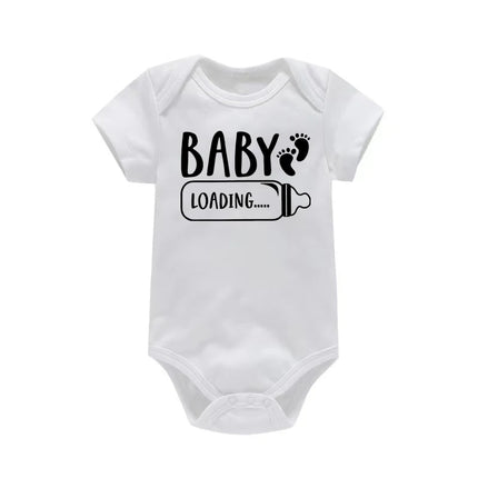 Baby Bottle Print Onesies Funny Casual Home Black Newborn Girl Boy Clothes Short Sleeve Round Neck Summer Infant Outfits