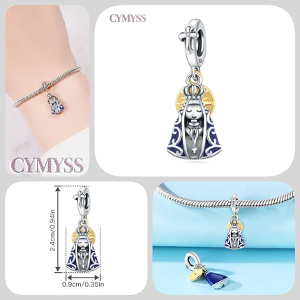 S925 Sterling Silver Charm Bead Angel Prayer Travel Memorial Pendant Fine Birthday Gift Fit Bangle Bracelet Necklace DIY Jewelry