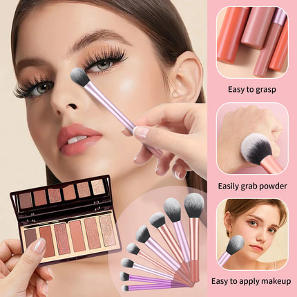 8PCS classic daily makeup brush set &1PC large wet and dry dual-use beveled beauty egg - suitable for daily facial makeup