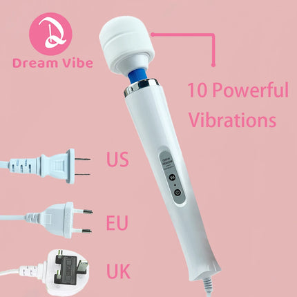 Mega Wand AC Powered Super Strong Vibrator Cabled Wired Powerful Handheld Wand Massager Sex Toy Sports Recovery Muscle Aches