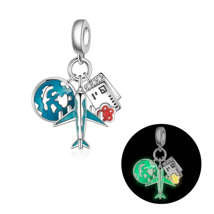Blue Series 925 Sterling Silver Owl Butterfly Pirate Ship Car Beetle Clogs Charm Fit DIY Bracelet Necklace Fun Matching Gifts
