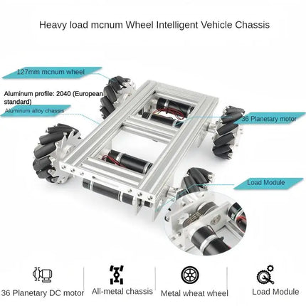 35kg Heavy-Duty 4WD Mecanum Wheel Trolley Omnidirectional Mobile Robot with Motor Metal Chassis for Research Programmable Robot