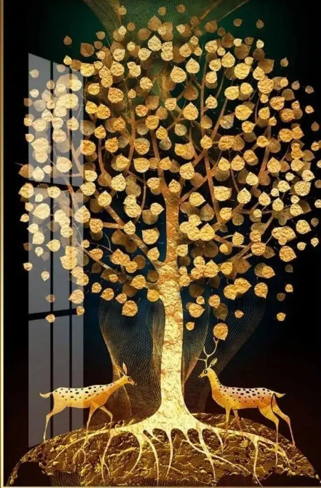 Modern Golden Fortune Money Trees Prints Canvas Wall Art Simple Landscape Poster for Living Room Home Office Decor