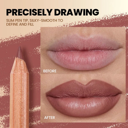 1 set of 6pcs  - Matte velvet lip liner pen set, waterproof, long-lasting and non-fading, suitable for various makeup looks
