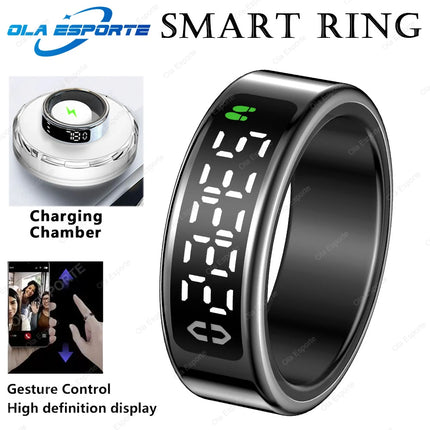 2026 Smart Ring With Wireless Charging LED Display Screen Heart Rate Blood Oxygen Monitor Waterproof Multi Sports Mode Smartring