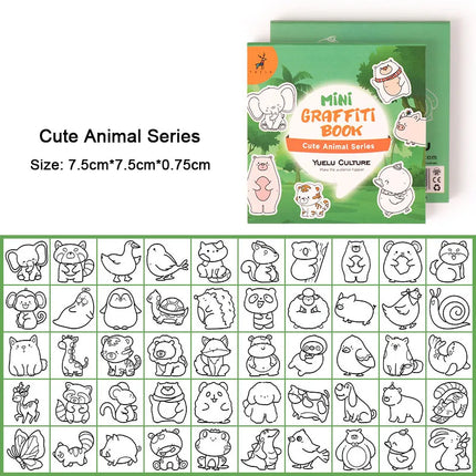 50Sheets/Pcs Mini Graffiti Notebook for Kids Cartoon Ocean Animal Food Party Space Color Filling Books Children Drawing Picture
