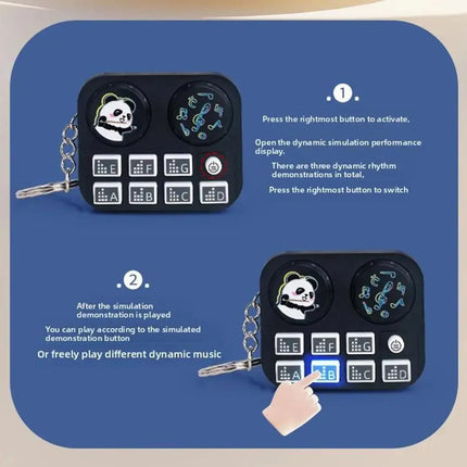 Mini Keychain with DJ Disc Player for Kids, Musical Instrument Sound Button, Toy Games, Educational Toy Bag, Pendant Keychain, 1