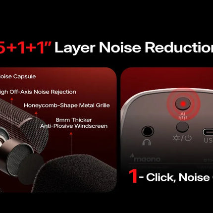 maono PD100W Wireless Dynamic Microphone Cardioid Dynamic Mic 50m Range One-Touch Noise Reduction RGB for Gaming Live Streaming