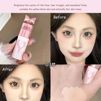 White Pink Liquid Brightening Concealer Matte Face Highlight Stick Cover Acne Spot Dark Circles Moisturizing Concealer Makeup