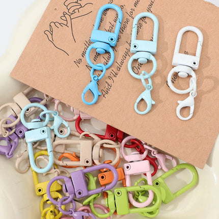 Lobster Clasp Spring Buckle Keychain with Chains Colorful Keyrings for DIY Jewelry Making Carabiner Key Ring Hooks Bags Buckle