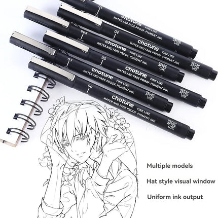 3/15Tip Black Pigment Micro-Pen Fineliner Ink Pens,Drawing Artist Illustration Pens Multiliner for Sketching Anime Manga Design