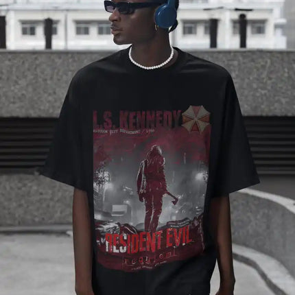Resident Evil Requiem Leon S. Kennedy T-Shirt RE4 Remake Style Raccoon City Survivor Zombie Killer Horror Game Merch T-shirt
