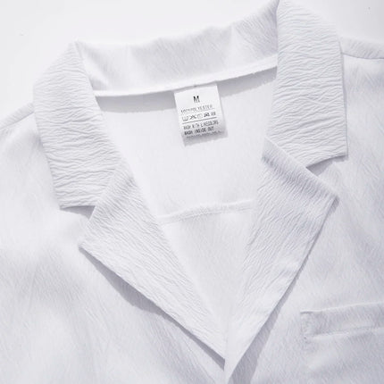 Men's Casual Button Down Shirts Short Sleeve Textured Summer Beach Shirt Cuban Vacation Shirts with Pocket S-XXXL