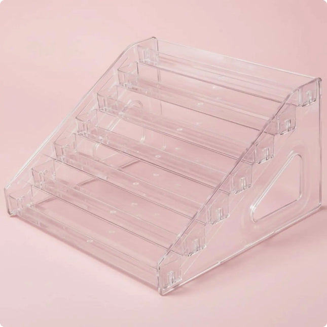 Clear Staircase Display Shelf Easy to View Tiered Figurine Display Rack Slanted Acrylic Organizer Sturdy Retail Fixture for Desk