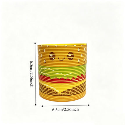 Cute Hamburger Pattern Mini Rainbow Slinky Toy Flexible Plastic Magic Spring Coil Fidget Toy for Kids 1/3/6Pcs Christmas Gift