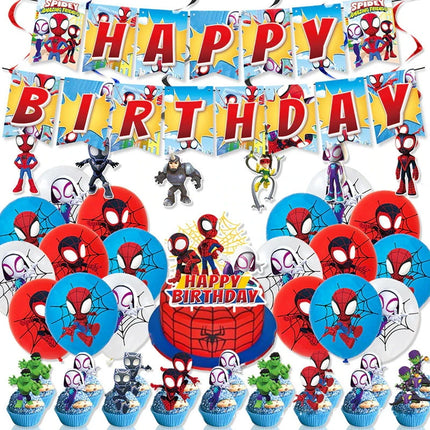 Spidey And His Amazing Friends Happy Birthday Party Decorations SpiderMan Theme Balloons Supplies Tablecloth Tableware Kids Gift