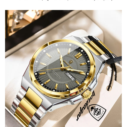 POEDAGAR Top Fashion Men Watches Stainless Steel Waterproof Luminous Classic Male Watch Date Week Men's Quartz Wristwatch Reloj