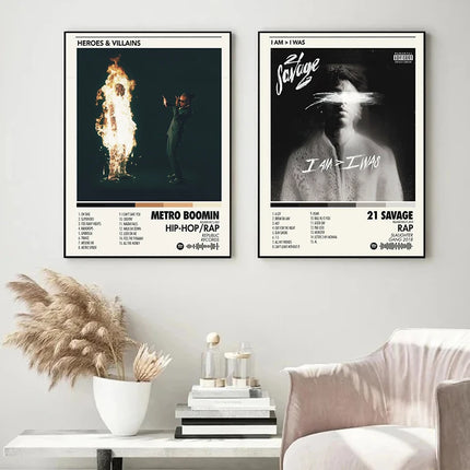 Popular Hip Hop Singer Album Covers Posters and Prints Canvas Printing Modern Wall Art Picture for Bedroom Home Decor Fans Gifts