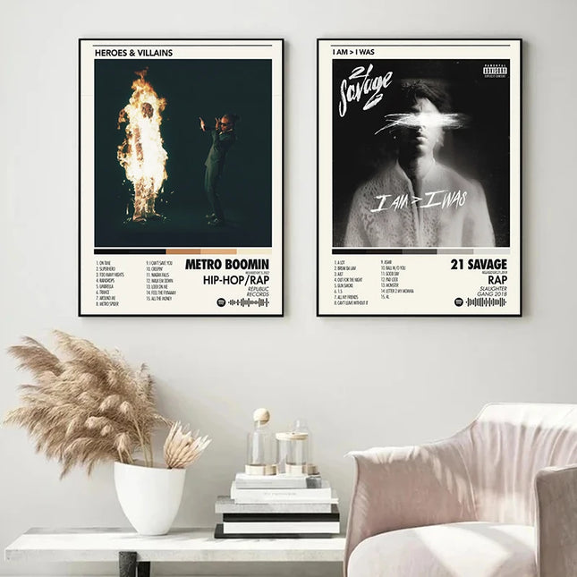 Popular Hip Hop Singer Album Covers Posters and Prints Canvas Printing Modern Wall Art Picture for Bedroom Home Decor Fans Gifts