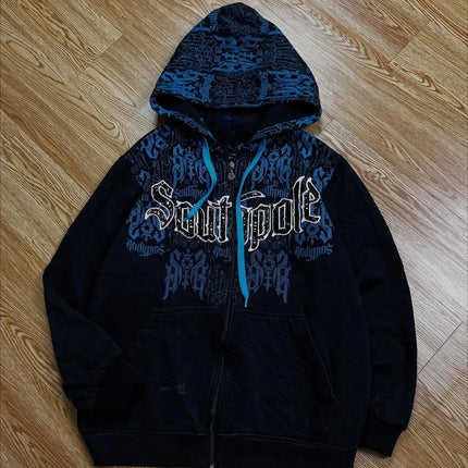 Explosions Y2K Hooded sweater Men American Retro Hip-Hop Street Graffiti Unisex Zipper Hoodie Fashion Printed Pattern Sweatshirt
