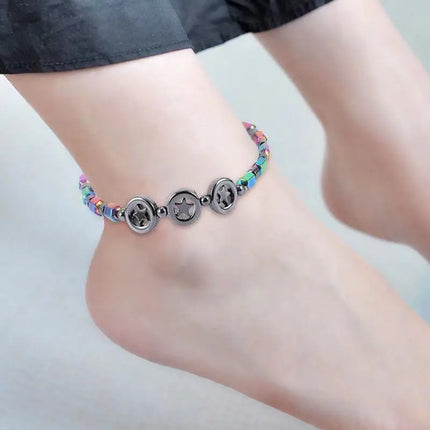 Magnetic Weight Loss Effective Anklet Bracelet Black Gallstone Hematite Stimulating Acupoints Therapy Arthritis Pain Relief