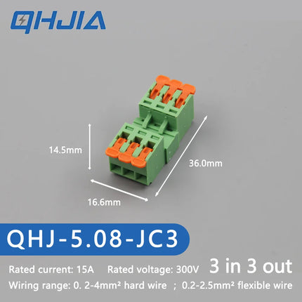5.08 Threaded Terminal - Welding Free Docking  Handle Spring Plug Quick Connect Suitable for LED Terminal Blocks