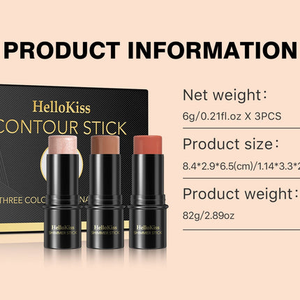 4pcs Concealer Stick Set with Brush Create a Lightweight Finishing Makeup Highlighter & Bronzer & Blush Sticks Brighten The Face