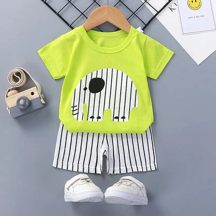Boutique Clothing New Children's Short-sleeved Shorts Suit Summer Baby Boys Girls T-shirt Two-piece Set 0-1-2-3-4 Years Old
