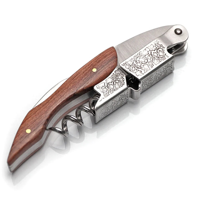 Leeseph Wine Opener, Double Hinged Manual Wine Key for Bartender, Server, Waiter, Stainless Steel Wine Bottle Opener Corkscrew