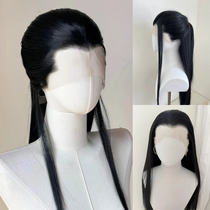 Ashely Widow's Peak Wig Black Lace Front Wig 26inch 13*4 Synthetic Lace Wigs Straight Hair Heat-resistant Fibers Cosplay Wigs