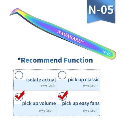 NAGARAKU Eyelash Extension Tweezers Makeup Tools Stainless Steel Non-magnetic Pincet False Eyelash Tweezers 3D accurate tweezers