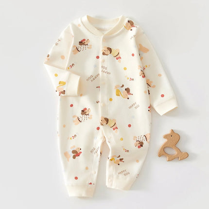 0-18M Baby Pure Cotton Onesie All Seasons Long Sleeve Crawling Suit for Boys and Girls Spring and Autumn Outwear Base Layer