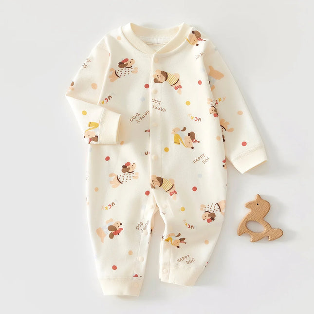 0-18M Baby Pure Cotton Onesie All Seasons Long Sleeve Crawling Suit for Boys and Girls Spring and Autumn Outwear Base Layer