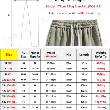 Men's Jogger Cotton/Polyester Sweatpants Big Size 8XL 7XL 6XL Sports Baggy Pants Sting Banding  Hip Hop Loose Harem Trousers