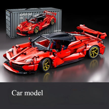 1:14 Red building block sports car RC toy, car building block toy, birthday gift, sports car model DIY, children's gift