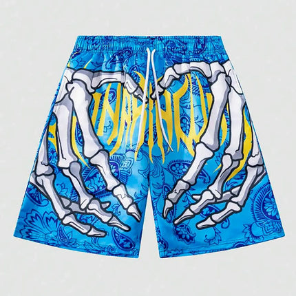 Men's summer skeleton shorts plus size casual men's thin sports running shorts men's jogging sportswear fitness sweatpants