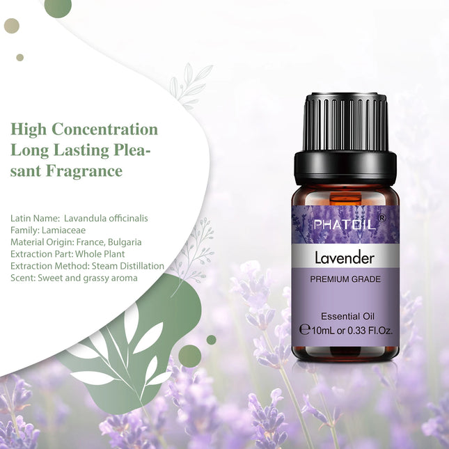 PHATOIL Natural Plant Essential Oil 10ml Eucalyptus Lavender Bergamot Vanilla Peppermint 1PC Aroma Essential Oils For Diffuser