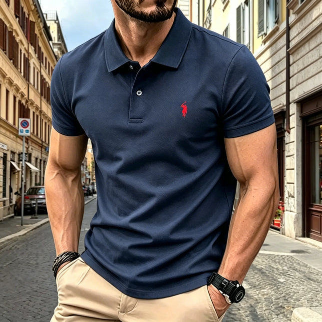 Summer Men's High-End Short-Sleeved Polo Shirt with Luxurious Embroidery - Fashionable and Casual T-Shirt for Summer  New Design