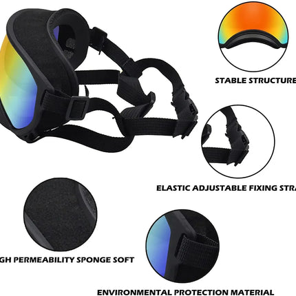 ATUBAN Dog Goggles Pet Glasses Anti UV Strong Impact Resistance Adjustable Puppy Large Breed Goggles Breathable Pet Sunglasses