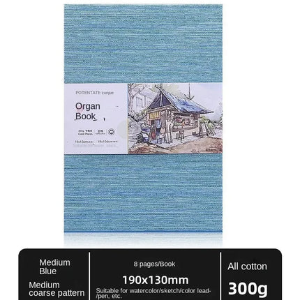 Square Cotton Watercolor Book 300g Organ Book Fabric Folding Hand Ledger Fine Lines Portable Sketch Color Lead Painting Book