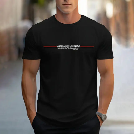 New Summer Men's Short Sleeve T Shirt Summer Breathable Round Neck Inspirational Quotes Letter Printed Top Fashion Streetwear