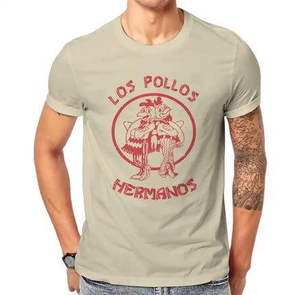 Funny Los Pollos Hermanos Breaking Bad  T-Shirt Men Crewneck Cotton T Shirt Chicken Brothers Short Sleeve Tees Printing Tops