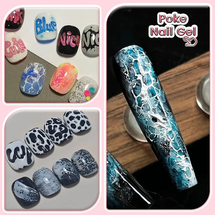 LILYCUTE 8ml 2/3/4PCS Poke Poke Gel Nail Polish Set Black White Wave Texture Nail Painting Art Gel Soak Off UV LED Varnish Kit