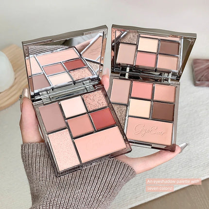 Gege bear Spring And Summer New Eyeshadow Palette Rosy Auto Focus Low Saturation Smoke Powder Rose Plate gifts