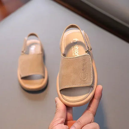 Sandals for Boys Fashion Summer Shoes 1-3-6 Years Girls Open Toe Matte Pu Leather Shoes Sandals Children Slippers