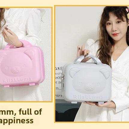 14-Inch Portable Bear Cosmetic Box Luggage Box Password Lock Cartoon Storage Travel Box Wedding Favor Lightweight Unisex