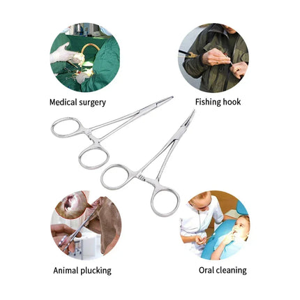 Stainless Steel Locking Forceps Arterial Surgical Clips Curved Straight Fishhook Forceps Hemostatic Forceps Hand Tools