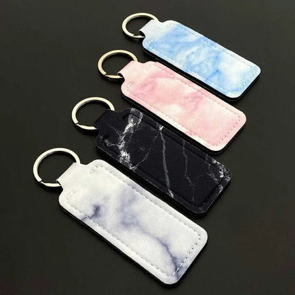 Marble Pattern Custom Keychain Women Personalize Portable Lipstick Case Cover Waterproof Lip Balm Pouch Creative Girlfriend Gift