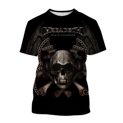 2024 Megadeth 3D Printed T-Shirts Fashion Rock Band Men's Casual T-shirt Summer Men Women Punk Funny Hip Pop Short Sleeve Kids