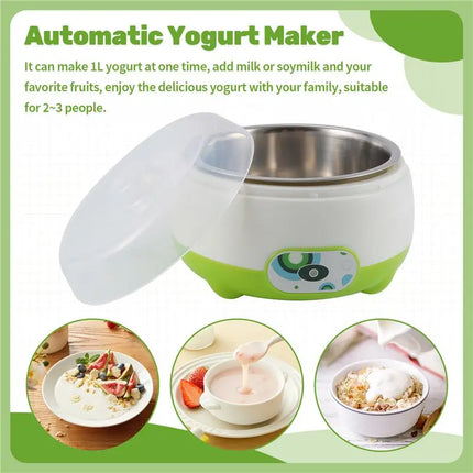 Promotion!Yoghourt Machine, Automatic Stainless Steel Liner Yogurt Maker Machine Home DIY Yoghourt Container, Yogurt Maker EU Pl
